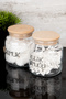 Set of 2 500ml Wooden Door Glass Cotton with Transparent Labels Bathroom Organization - 3
