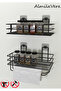 Strong Adhesive Spice Rack 2 Li Metal Paper Towel Holder Black Spice Stand Kitchen Shelf