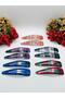 Snap Fastener Plaid Patterned Buckle Set of 10 Hair Clips Hair Accessory - 2