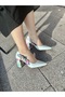 Genuine Leather Women's White (Flower) Heeled Shoes