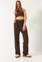 Women's Bitter Brown Double Pleated Detailed Belted Knitted Trousers 3851 60261449 - 3
