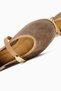 Genuine Leather Aliana Taupe Suede Buckle Detail Women's Ballet Flats - 6