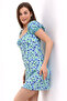 23124260 Patterned Mid-Chest Elastic Short Sleeve Dress Mint - 3