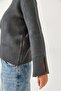 Women's Anthracite Half Turtleneck Sleeves Slit Knitwear Sweater - 5