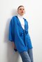 Women's Blue Lacing Detailed Flam Linen Kimono - 3