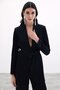 Square Patterned Belted Jacket - Black