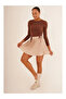 23254005 Sandy Front Tunnel Gathered Long Sleeve Blouse BROWN - 3