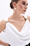 Plunging Neck Blouse - Ecru - 7