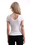 22474755 Thin Camisole Front Back V-Neck Short Sleeve Blouse Ecru - 5