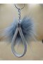 Silver Stone Fox Feather Gray Angel Keychain - 2
