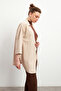 Women's Wheat Binding Detailed Flam Linen Kimono - 5