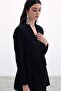 Square Patterned Belted Jacket - Black - 5