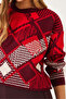 Women's Burgundy Red Diamond Patterned Jacquard Knitwear Sweater 20246928 - 6