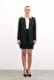Long Jacket with Shiny Collar Accessories - Black - 2