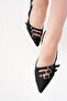 Black Striped Satin 8.5 cm Silver Heels Slingback Buckle Stiletto Heels - 4