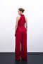 Sleeveless Shiny Jumpsuit - Red - 7