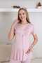 Maternity Short Sleeve Pajamas and Long Sleeve Dressing Gown Suit/ Button Lace Collar and Sleeve / Slippers and Crown Gift - 4