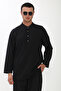Men's Black Shirt with Epaulettes and Long Length Shirt