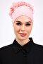 Ruffled Seamless Combed Cotton Bonnet Pink - Women's Hijab Tie Bun Inner Bonnet Powder - 2