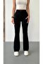 Women's High Waist Lycra Stretchy Flared Leg Fabric Pants - 2