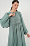 Women's Balloon Sleeve Long Hijab Dress 2464 - Çağla - 3