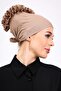 Ruffled Seamless Combed Cotton Bonnet Mink - Women's Hijab Tie Bun Inner Bonnet Brown - 5