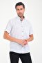 Classic Short Sleeve Armure Striped Flam Linen Button-Down Collar Gift Boxed Men's Shirt Fs-000678 - White L