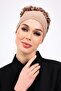 Ruffled Seamless Combed Cotton Bonnet Mink - Women's Hijab Tie Bun Inner Bonnet Brown - 2