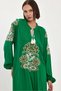 Vp940 Hakim Collar Lace-Up Embroidery Dty Long Balloon Sleeve Dress Green - 7