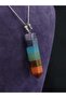 Chakra Stones Natural 7 Chakra Stone Pandul Pendulum Model Meditation Themed Steel Chain Necklace