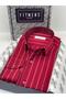 Classic Long Sleeve Premium Striped Gift Boxed Men's Shirt Fs-003272 - Burgundy - 3