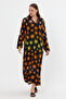 Vp8149 Shirt Collar Long Loose Patterned Viscose Dress Black