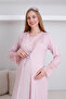 Maternity Short Sleeve Nightgown & Dressing Gown Set / Lace and Button Maternity Clothing / Maternity Suit - 2