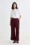 Textured Culotte Trousers Burgundy - 2