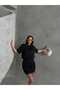 Crew Neck Short Sleeve Top Loose Bottom Side Shirring Tight Mini Length Modal Dress - 6