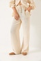 Women's Beige Elastic Tied Pocketed Gilded Muslin Palazzo Trousers 80152 60271077 - 6
