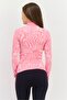 Women High Neck Abstract Print Half Zip Sweatshirts, Bright Pink - 3
