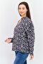 Women Mock Neck Long Sleeves Allover Print Blouse, Multicolor - 2