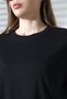 100% Cotton Rib Fabric Crew Neck Short Sleeve Oversize Basic Plain Women's T-Shirt 21964 Black - 2