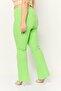 Women Regular Fit Embroidered Logo Wide Leg Pants, Lime Green - 3