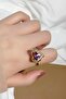 Gold Color Angel Wing Colorful Stone Heart Ring Bby52 - 6
