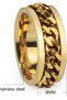 Unisex Anti-Stress Stainless Steel Wedding Band Ring with Rotating Chain Detail CL43 - 6
