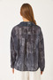 Women's Anthracite V-Neck Off-Shoulder Satin Printed Shirt 60442 60271066 - 6