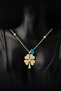 Yellow Gold Color Bulk Chain Beaded Clover Necklace Bbk56 - 8