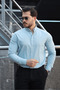York Linen Men's Shirt - Turquoise
