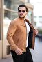 Breast Zippered Judge Collar Suede Seasonal Coat Pldp 2904 - 2