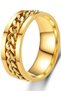 Unisex Anti-Stress Stainless Steel Wedding Band Ring with Rotating Chain Detail CL43 - 8