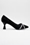 Cross Stone Women's Stiletto Shoes Black Glitter - 2