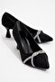 Cross Stone Women's Stiletto Shoes Black Glitter
