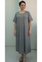 Short-Sleeved Khaki Green Pink Small Heart Patterned Combed Viscose Dress - 6